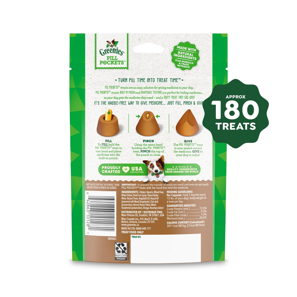 Greenies Pill Pockets Large Size Dog Treats, Peanut Butter, 7.9 oz