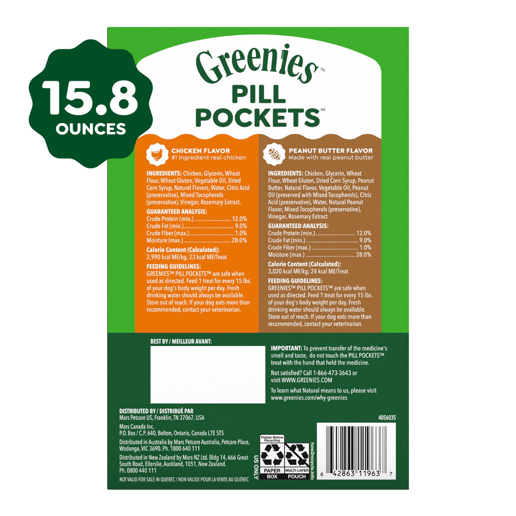 Greenies Pill Pockets Large Size Dog Treats, Peanut Butter, 7.9 oz