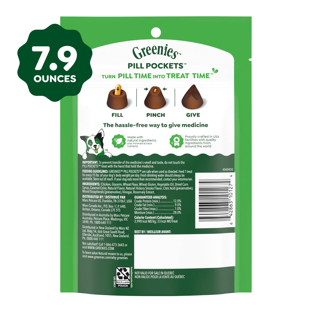 Greenies Pill Pockets Large Size Dog Treats, Peanut Butter, 7.9 oz