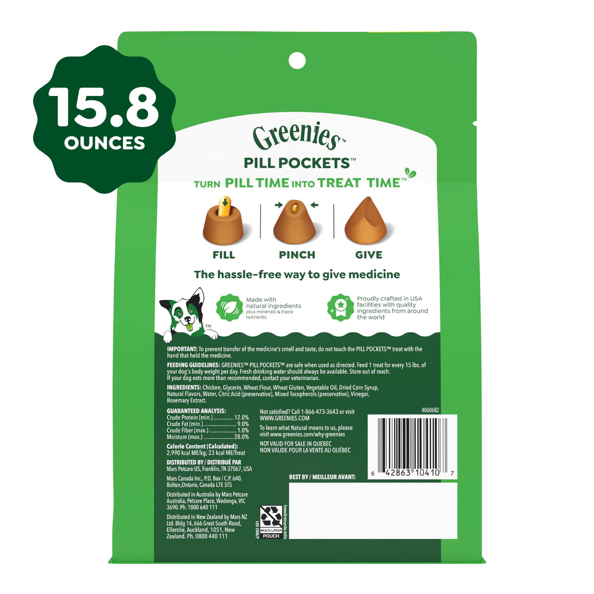 Greenies Pill Pockets Large Size Dog Treats, Peanut Butter, 7.9 oz