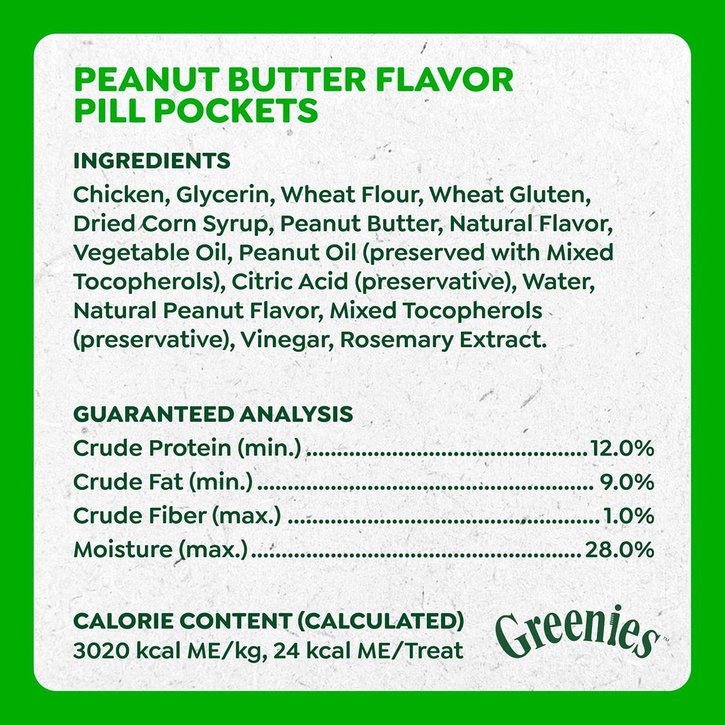 Greenies Pill Pockets Large Size Dog Treats, Peanut Butter, 7.9 oz