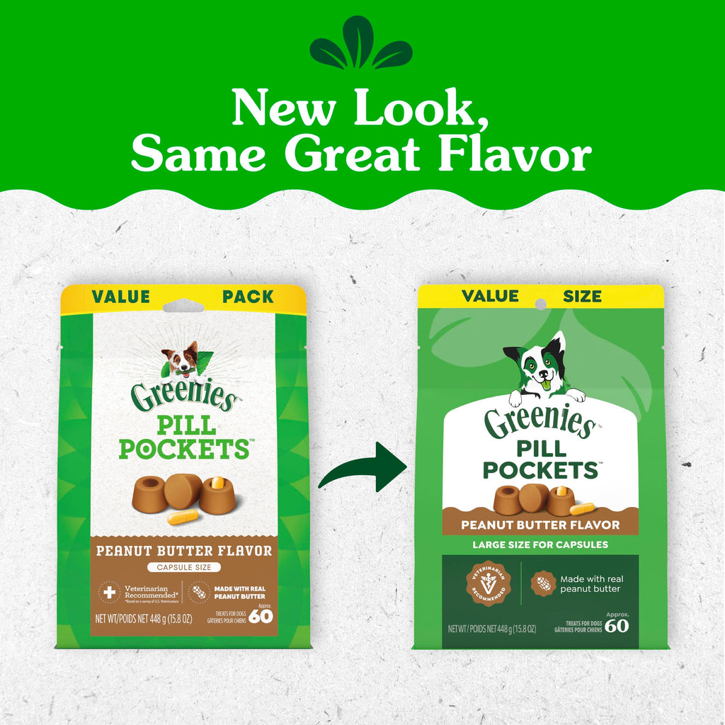 Greenies Pill Pockets Large Size Dog Treats, Peanut Butter, 7.9 oz