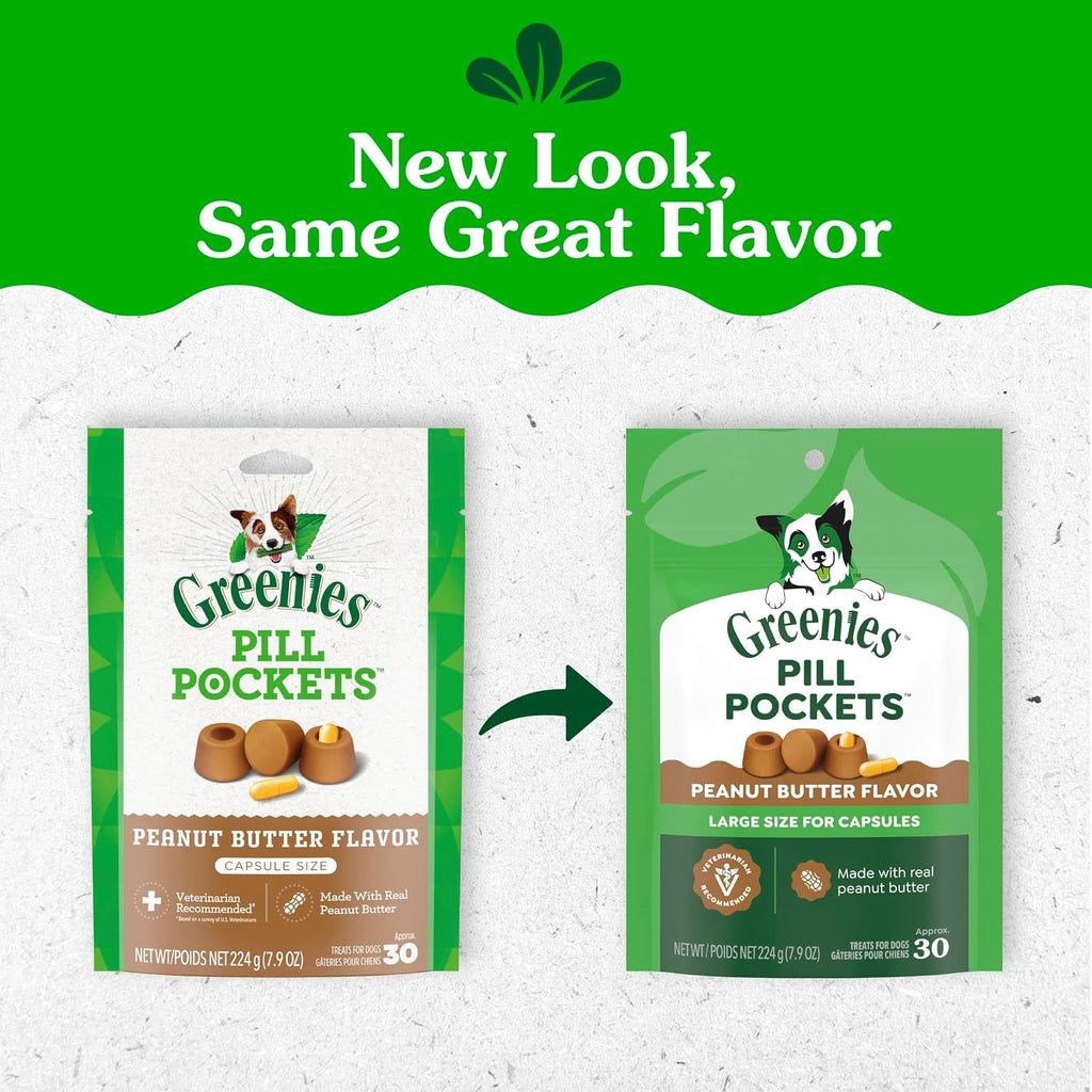 Greenies Pill Pockets Large Size Dog Treats, Peanut Butter, 7.9 oz